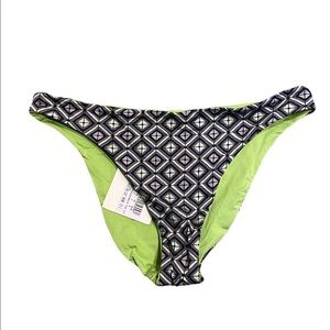 La Perla Bikini Bottom NWT Gray Geo Print Lime Green Size 8